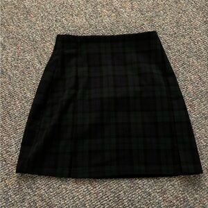 Brandy Melville Black and Green Tartan Plaid A-Line Grunge Mini Skirt Size 2